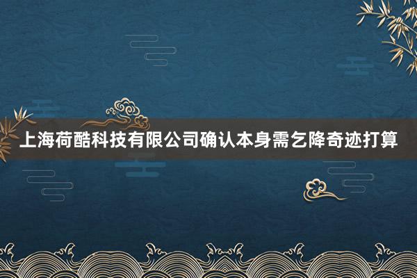上海荷酷科技有限公司确认本身需乞降奇迹打算